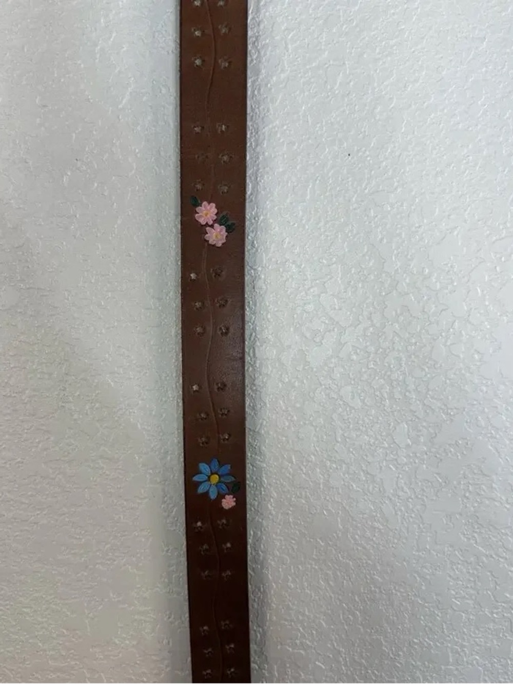 Free People Eye Candy Brown Leather Belt with Pink & Blue Floral Embroidery - Picture 4 of 5